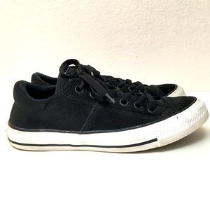 Converse low-top. Black suede. Women’s 7.